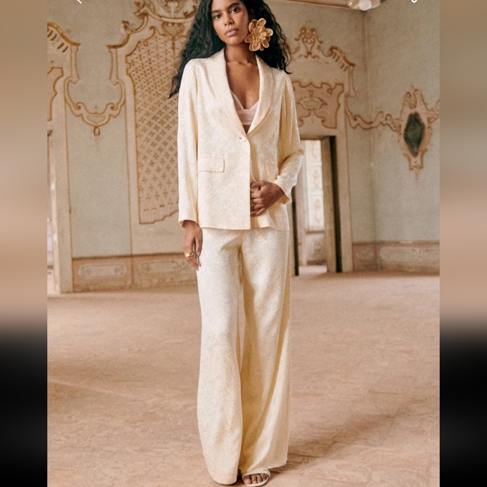 Sezane Tymo Ecru High Waist Trousers